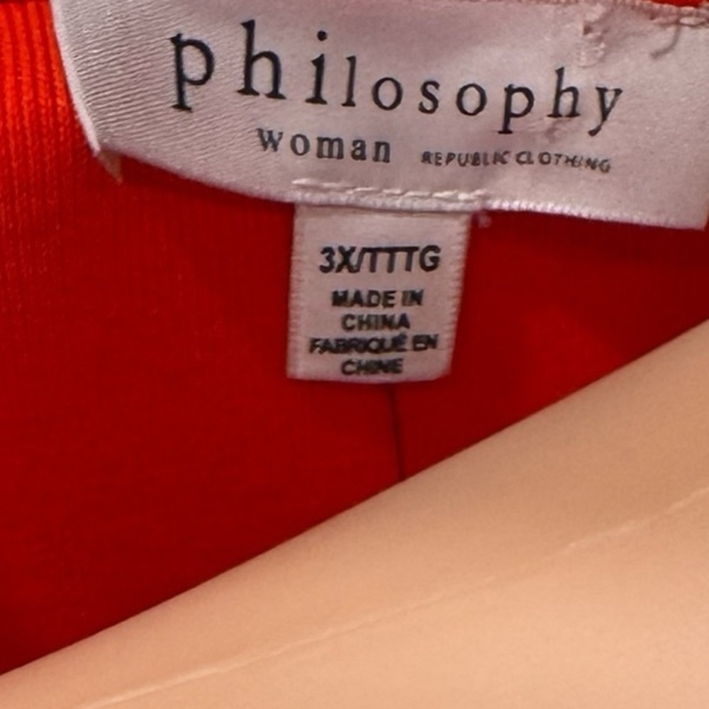 PHILOSOPHY Vibrant Eyelet Sleeve Crew Neck Blouse Poppy Orange NWT 3X - Picture 9 of 17